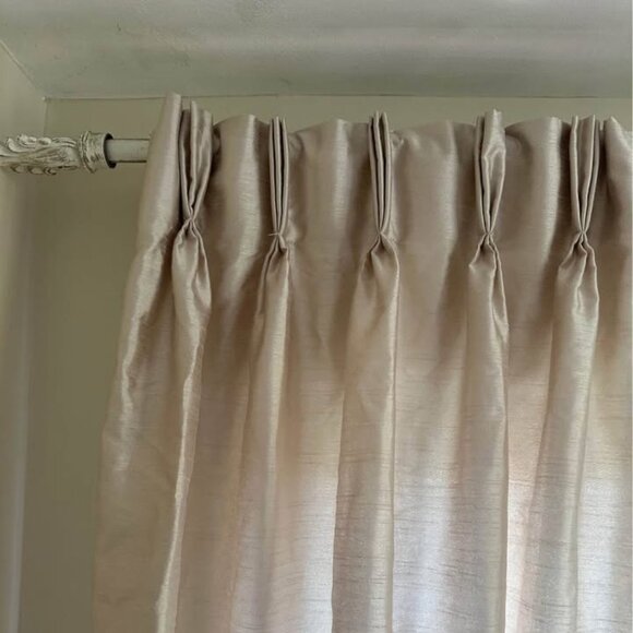 Peri Cream 98" Pinch Pleat SILK-LOOK Curtains. Set of 2 - Picture 6 of 7